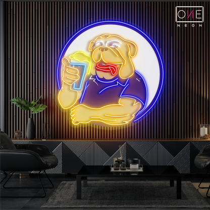 Bulldog Beer Artwork Led Neon Sign