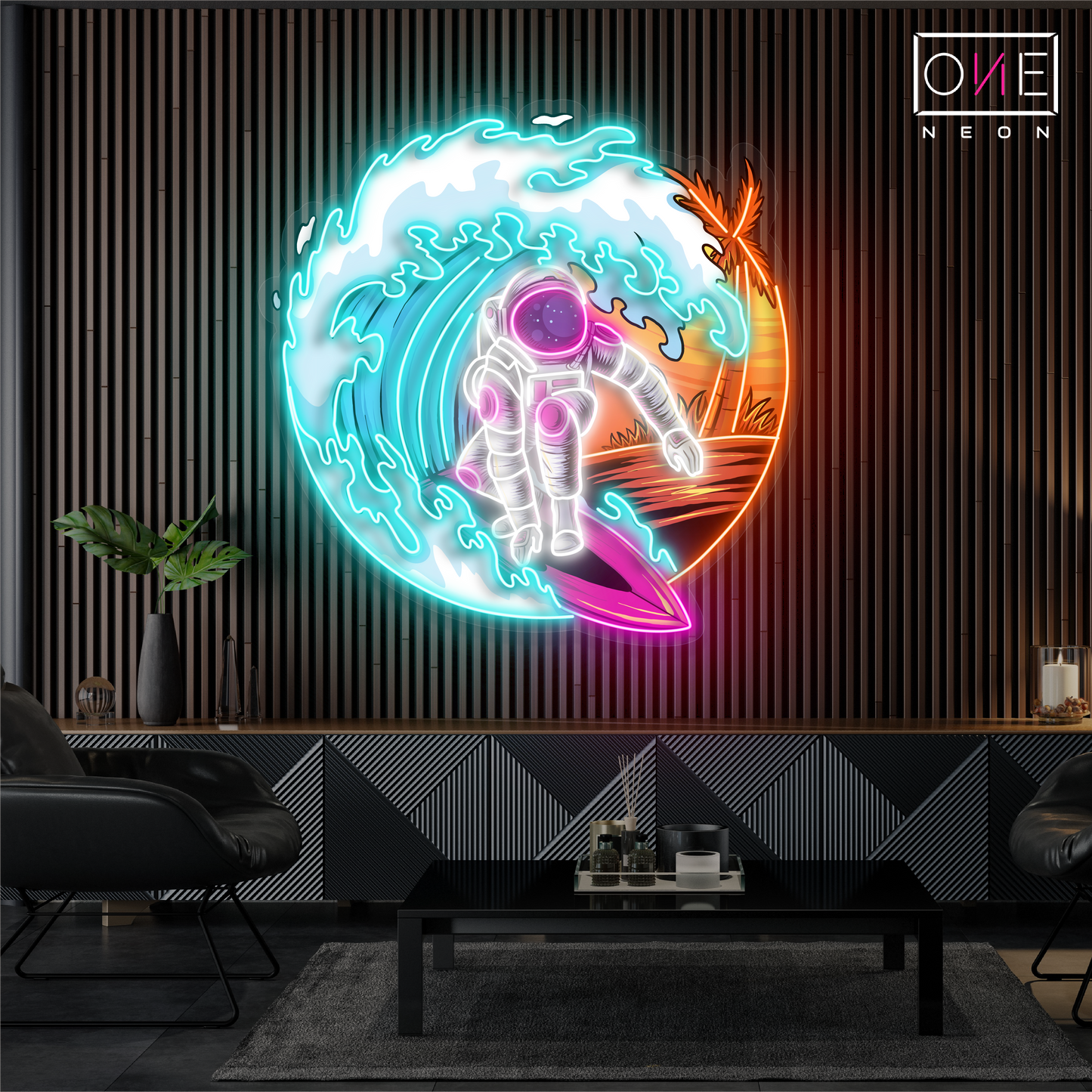 Astronaut Surfing Artwork Led Neon Sign