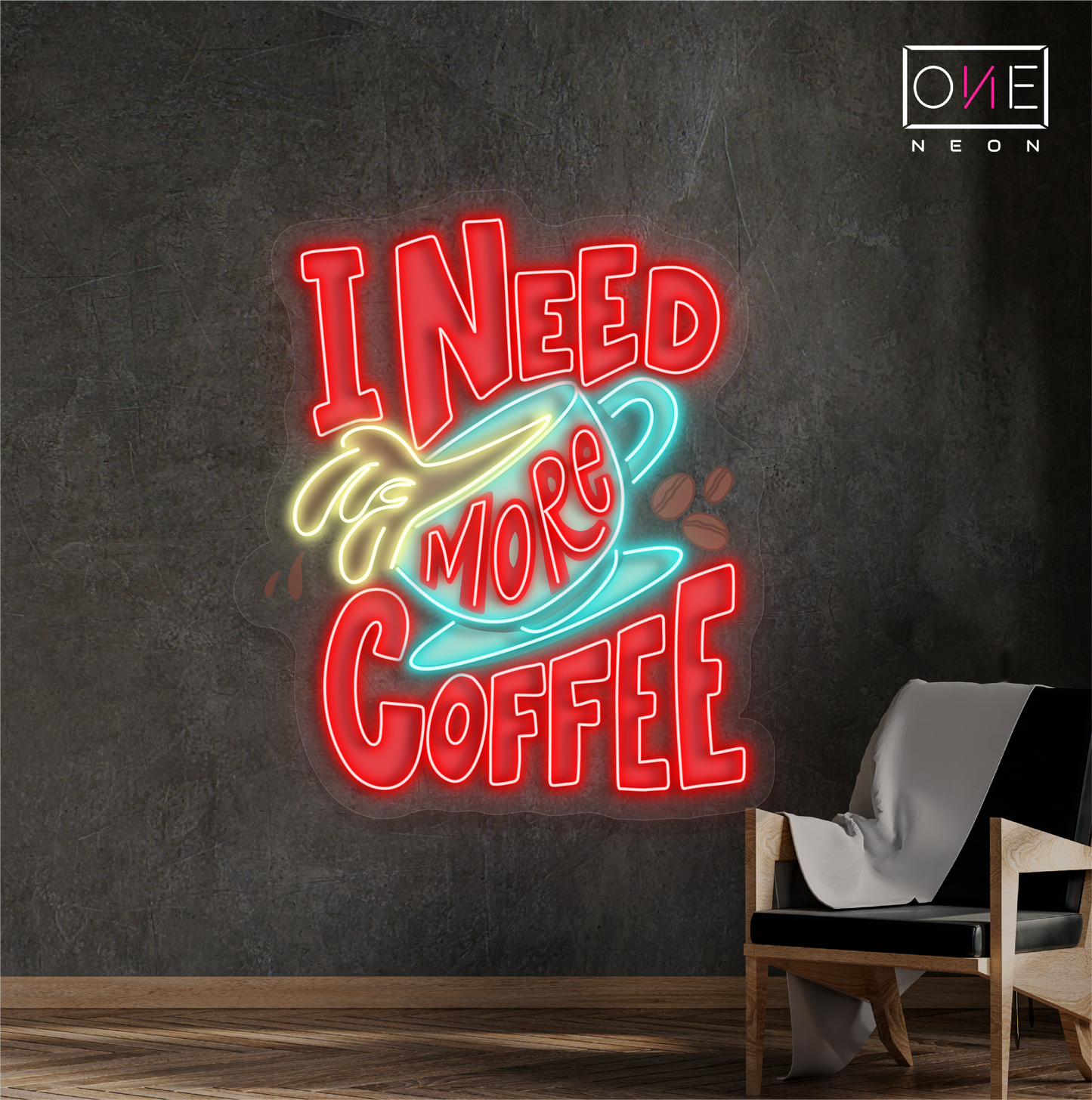 I Need More Coffee Artwork Led Neon Sign