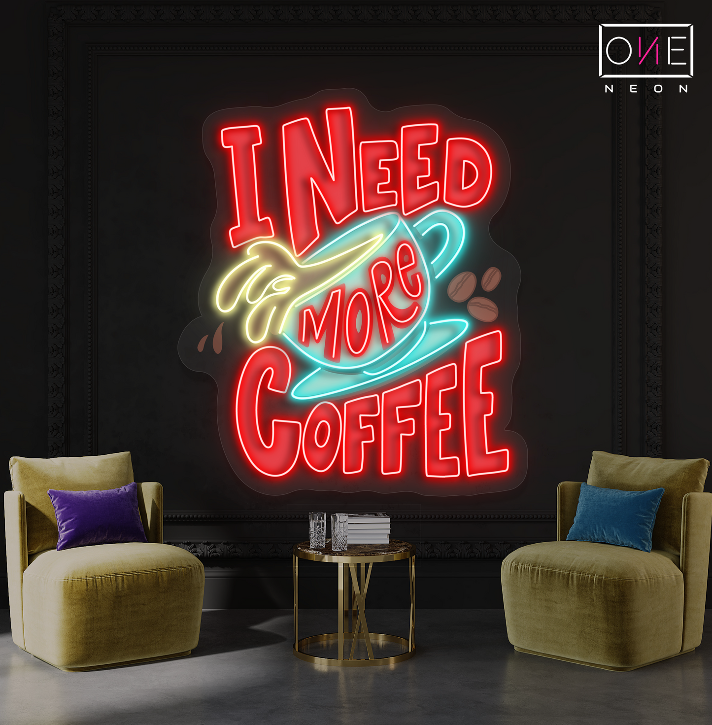 I Need More Coffee Artwork Led Neon Sign