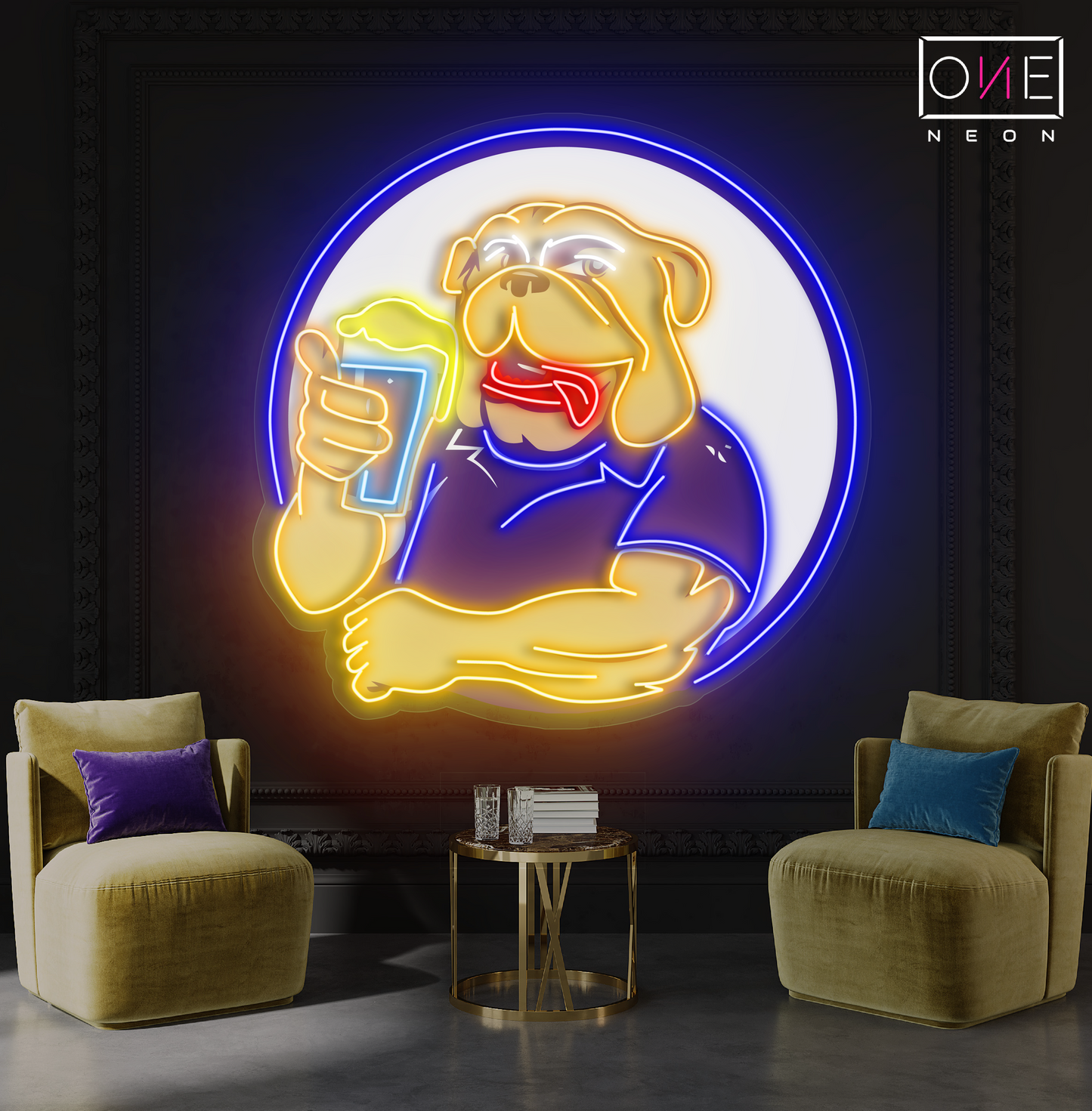 Bulldog Beer Artwork Led Neon Sign