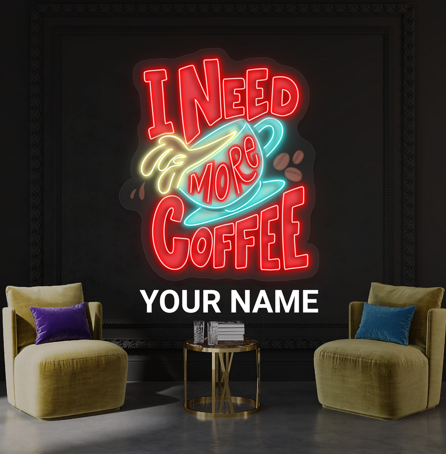 I Need More Coffee Artwork Led Neon Sign