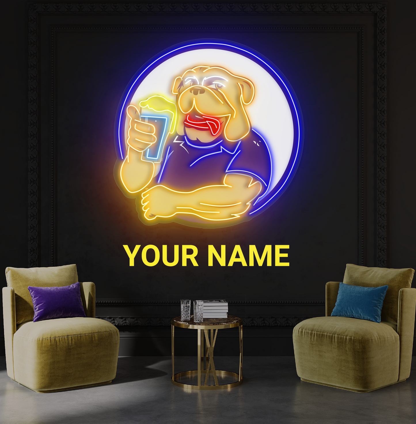 Bulldog Beer Artwork Led Neon Sign