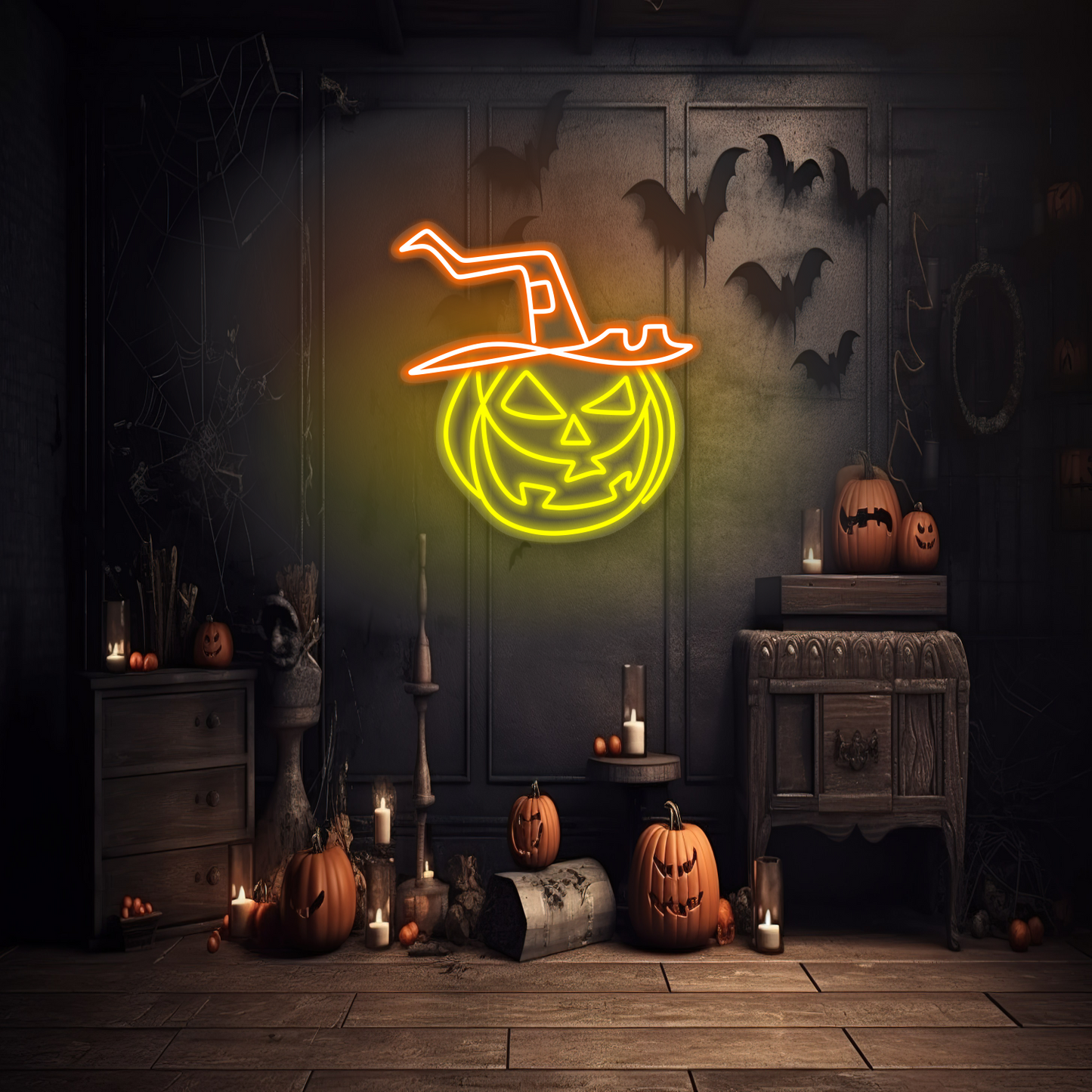 Pumpkin Witch Hat LED Neon Sign