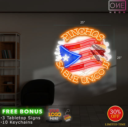 Pinchos logo | Led Neon Sign ( 2 signs) + express