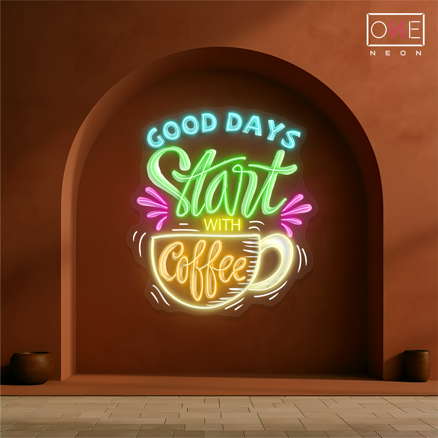 Good Days Start With Coffee Artwork Led Neon Sign