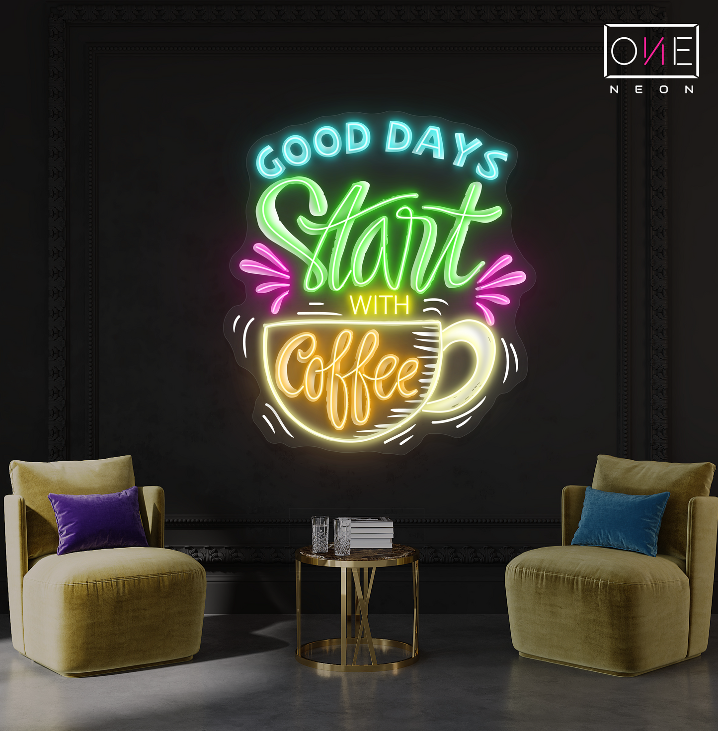 Good Days Start With Coffee Artwork Led Neon Sign