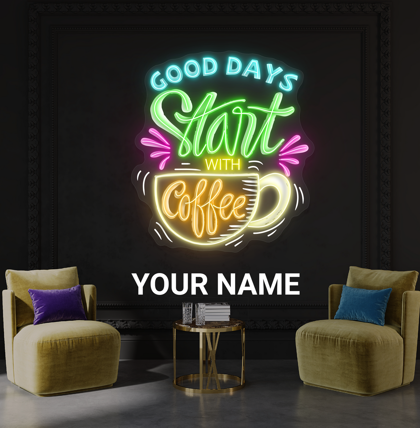 Good Days Start With Coffee Artwork Led Neon Sign