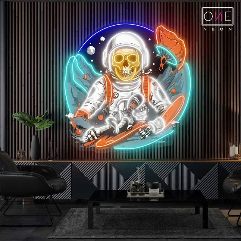 Space Skull Surfer Artwork Led Neon Sign