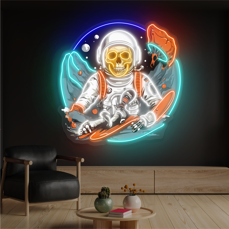 Space Skull Surfer Artwork Led Neon Sign