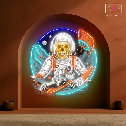 Space Skull Surfer Artwork Led Neon Sign