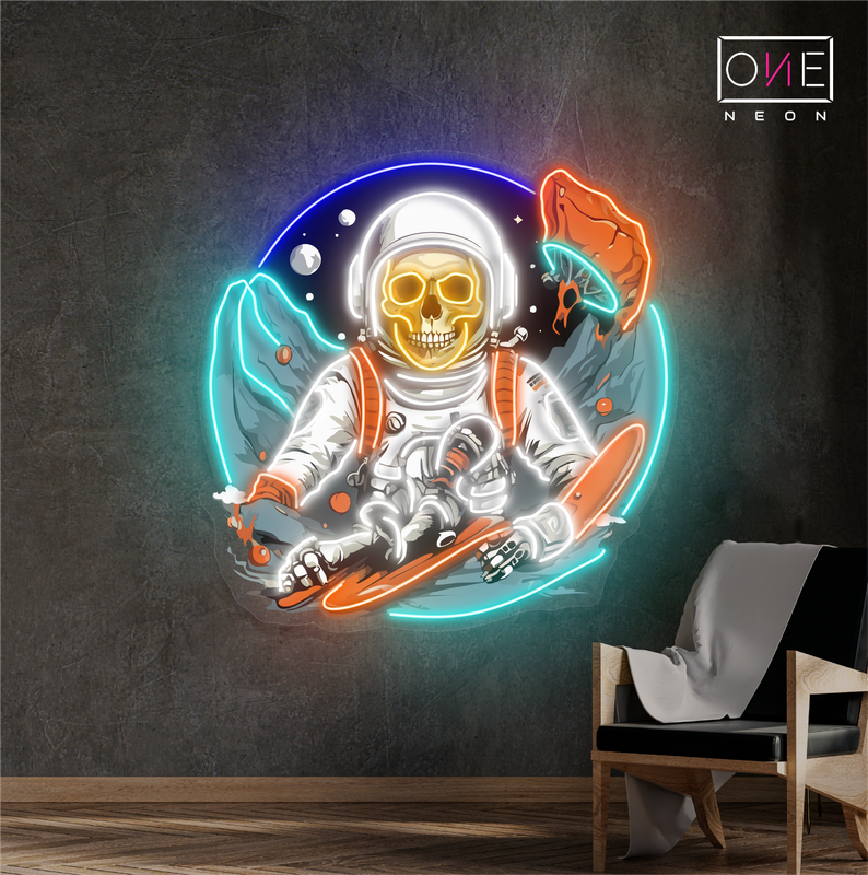 Space Skull Surfer Artwork Led Neon Sign