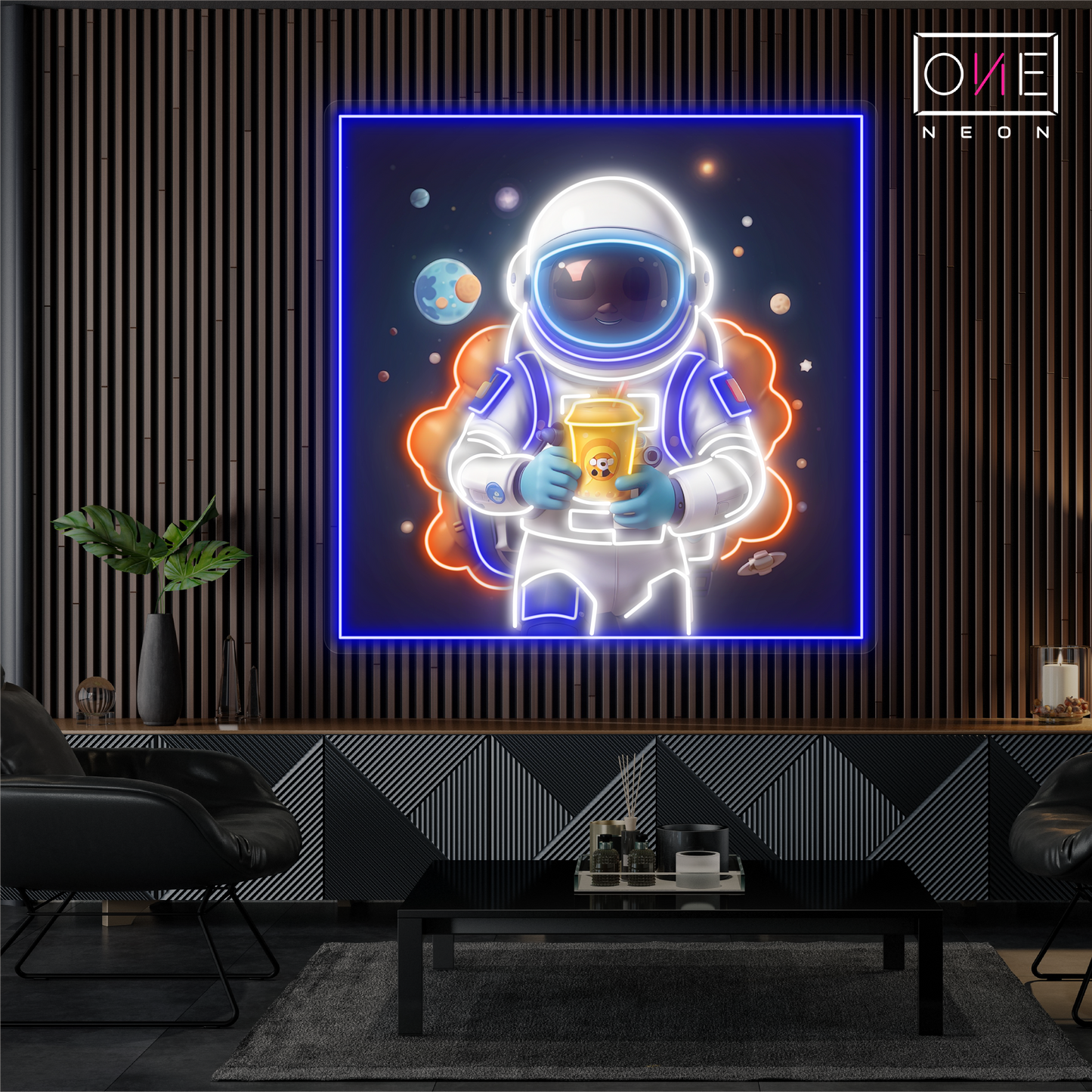 Astronaut Bubble Tea Artwork Led Neon Sign