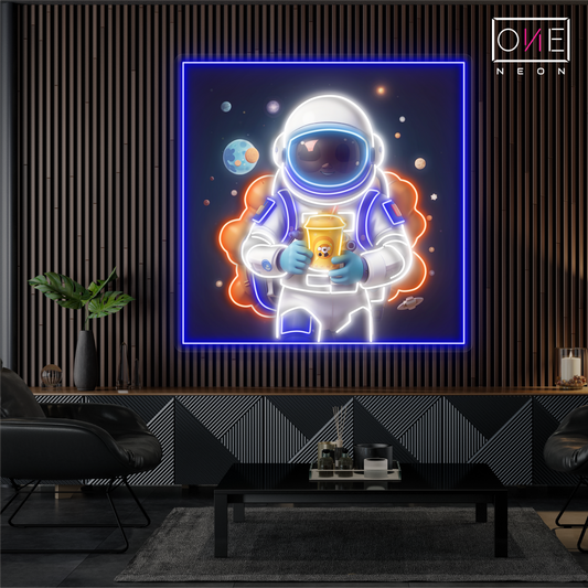 Astronaut Bubble Tea Artwork Led Neon Sign