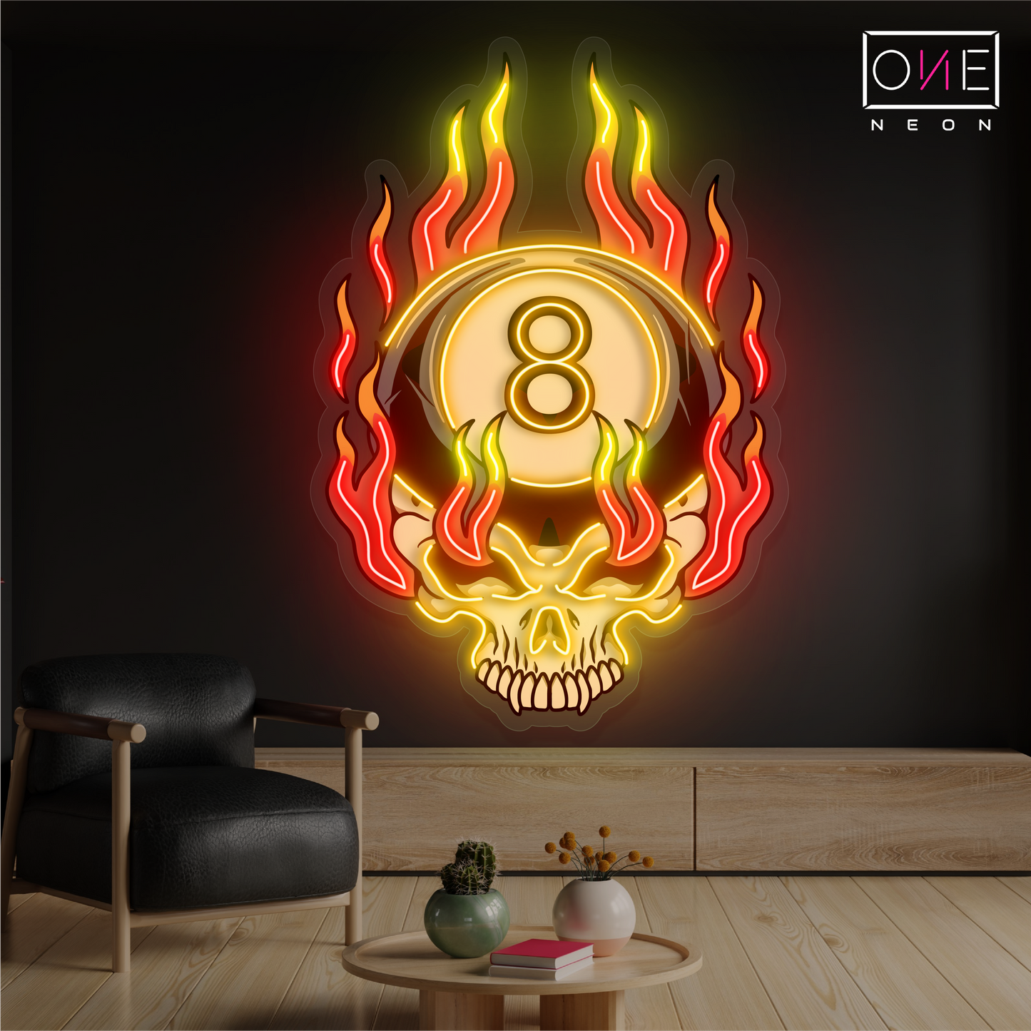 8 Ball Skull Artwork Led Neon Sign