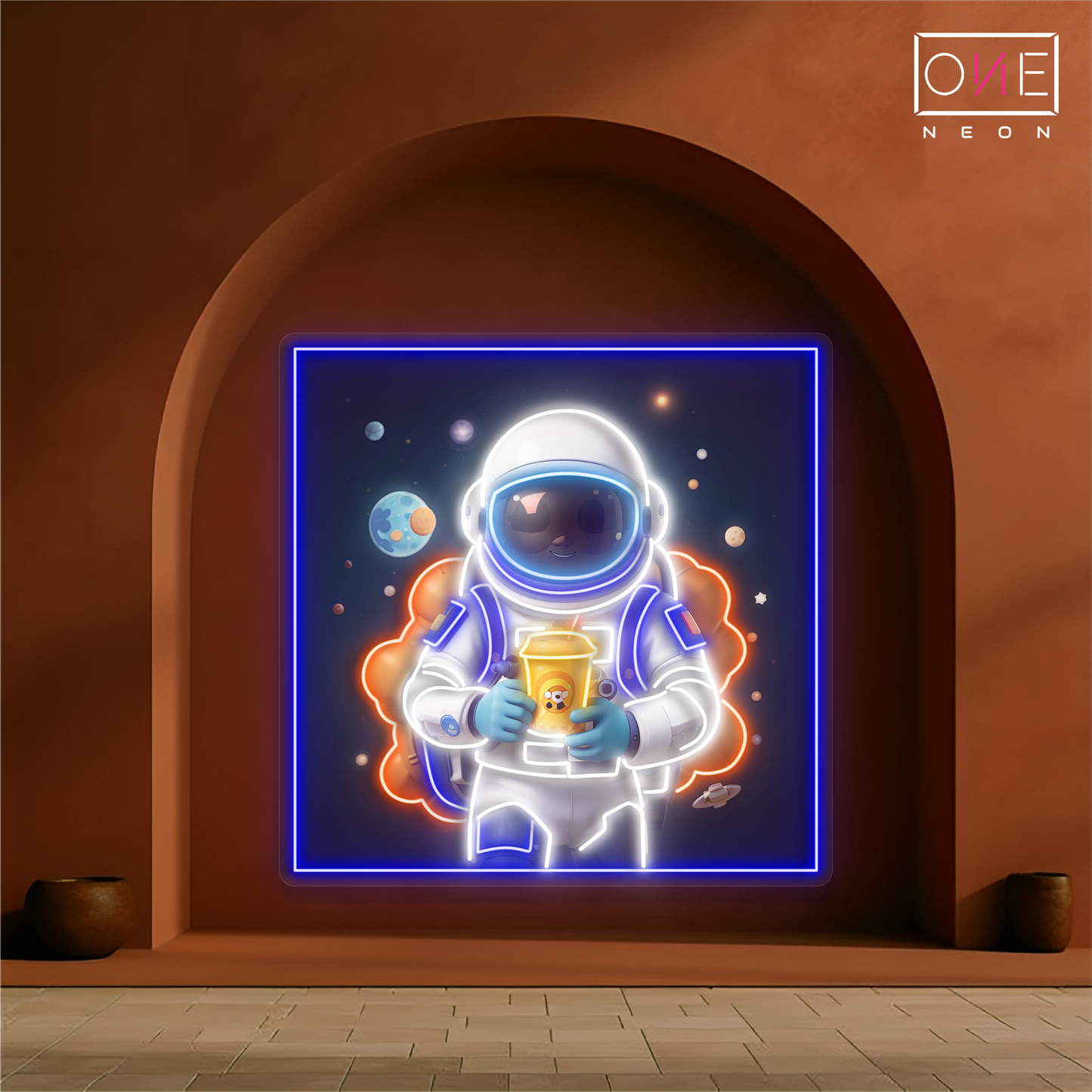 Astronaut Bubble Tea Artwork Led Neon Sign