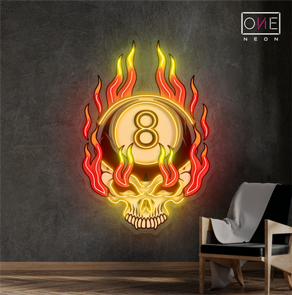 8 Ball Skull Artwork Led Neon Sign