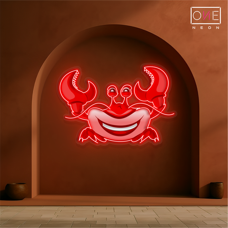 Smiling Crab Artwork Led Neon Sign