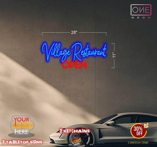 Village restaurant open| LED Neon Sign (2 signs)
