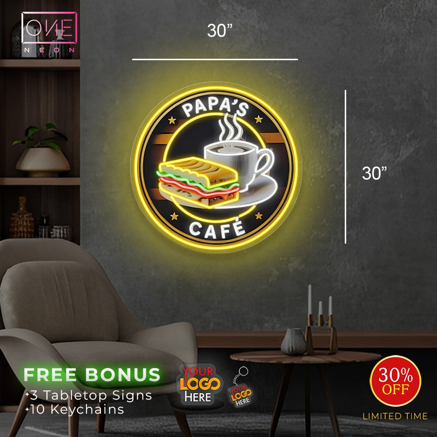 PAPA'S CAFE | Led Neon Sign