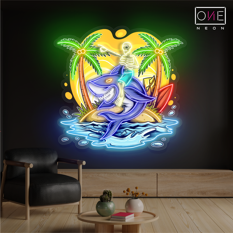 Shark Island Adventure Artwork Led Neon Sign