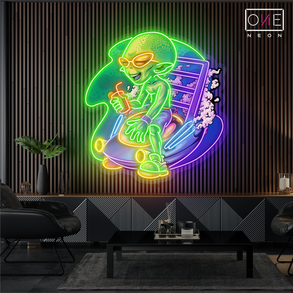 Chill Alien Rider Artwork Led Neon Sign