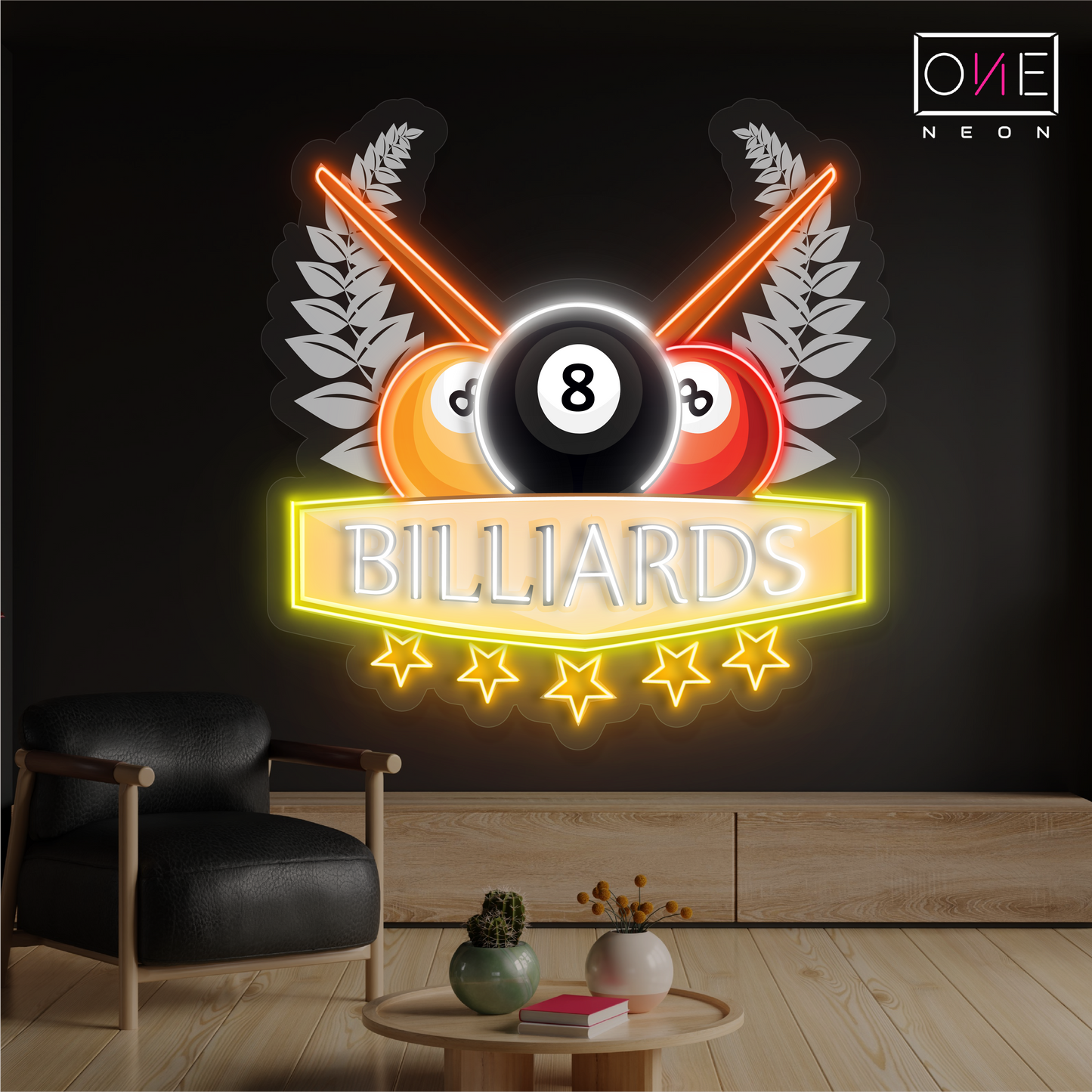 Champion's Billiards Artwork Led Neon Sign