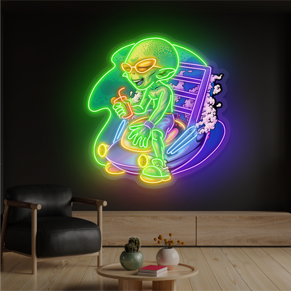 Chill Alien Rider Artwork Led Neon Sign