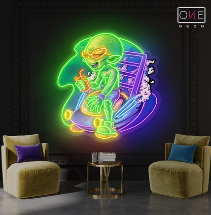 Chill Alien Rider Artwork Led Neon Sign