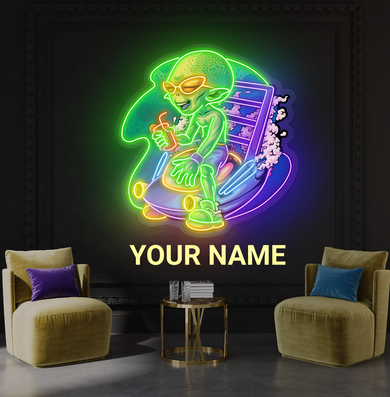 Chill Alien Rider Artwork Led Neon Sign