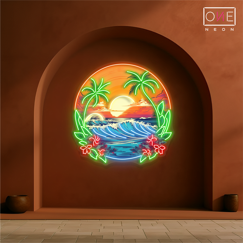 Tropical Sunset Waves Artwork Led Neon Sign