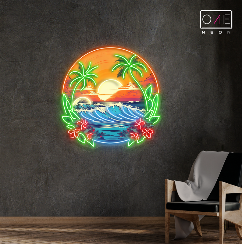 Tropical Sunset Waves Artwork Led Neon Sign