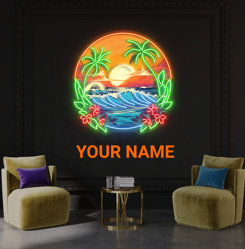 Tropical Sunset Waves Artwork Led Neon Sign