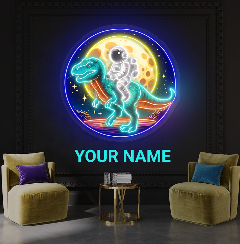 Space Explorer on T-Rex Artwork Led Neon Sign