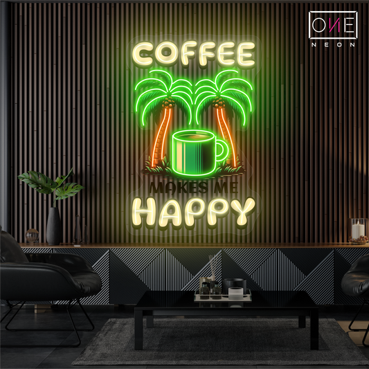 Coffee Happy Artwork Led Neon Sign