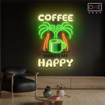 Coffee Happy Artwork Led Neon Sign