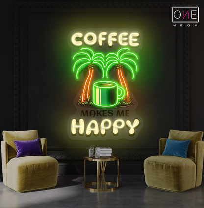 Coffee Happy Artwork Led Neon Sign