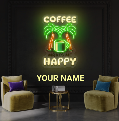 Coffee Happy Artwork Led Neon Sign