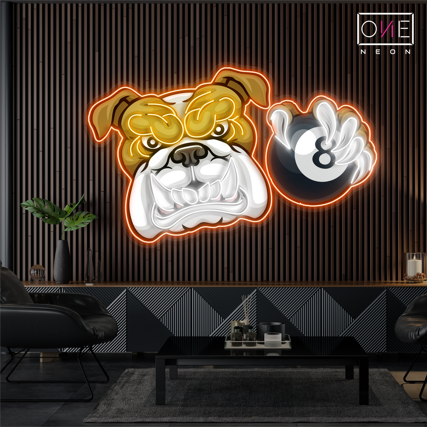 Bulldog 8 Ball Artwork Led Neon Sign