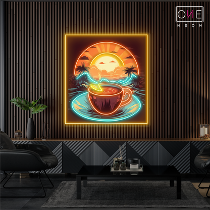 Tropical Sunrise Coffee Artwork Led Neon Sign