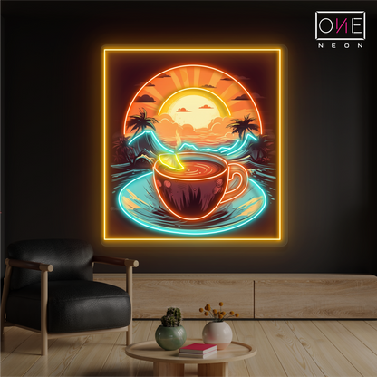 Tropical Sunrise Coffee Artwork Led Neon Sign