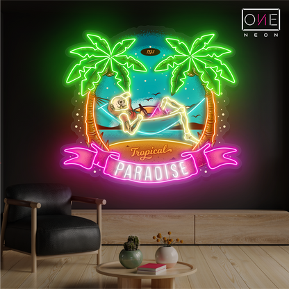 Tropical Paradise Skeleton Artwork Led Neon Sign