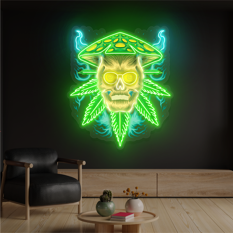 Shroom Skull Leaf Artwork Led Neon Sign