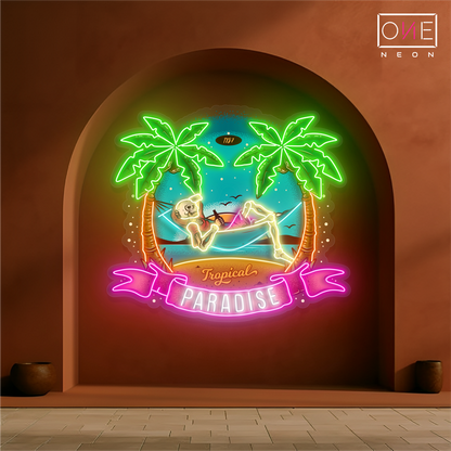 Tropical Paradise Skeleton Artwork Led Neon Sign