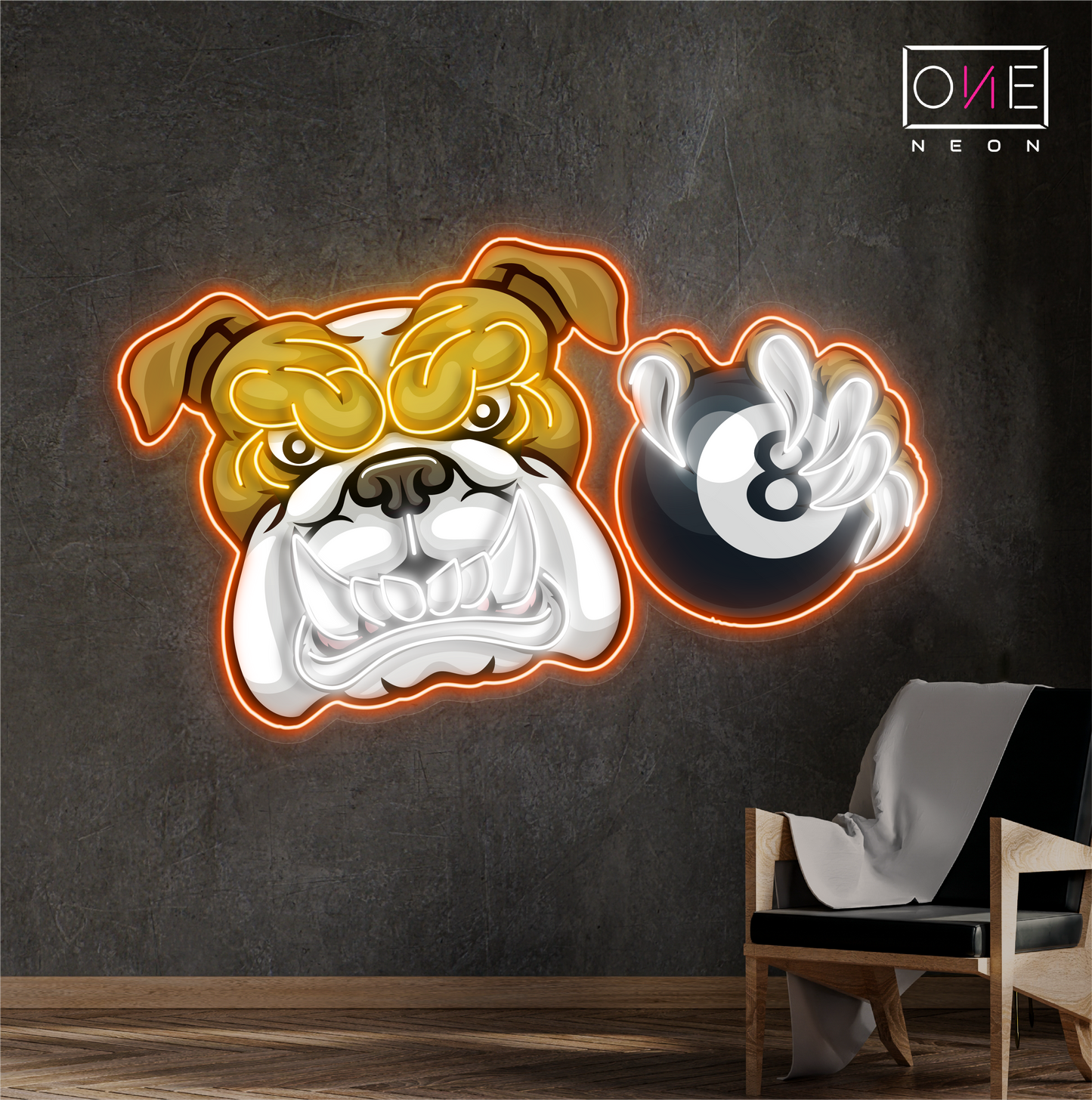 Bulldog 8 Ball Artwork Led Neon Sign