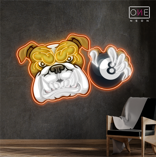 Bulldog 8 Ball Artwork Led Neon Sign