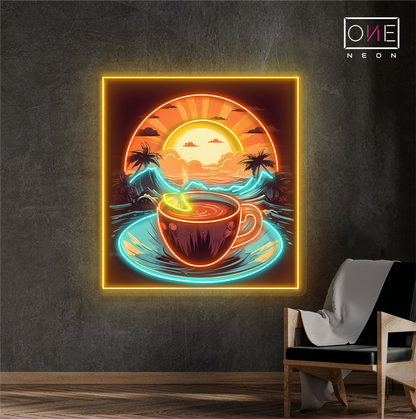 Tropical Sunrise Coffee Artwork Led Neon Sign