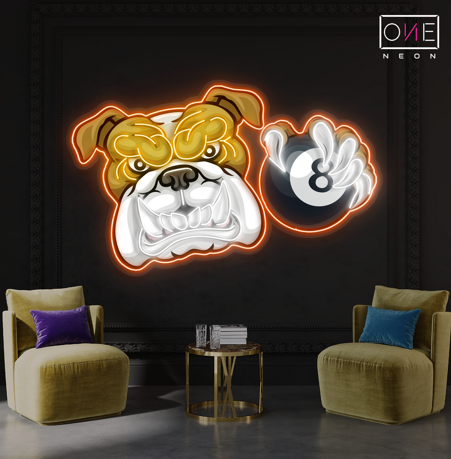 Bulldog 8 Ball Artwork Led Neon Sign