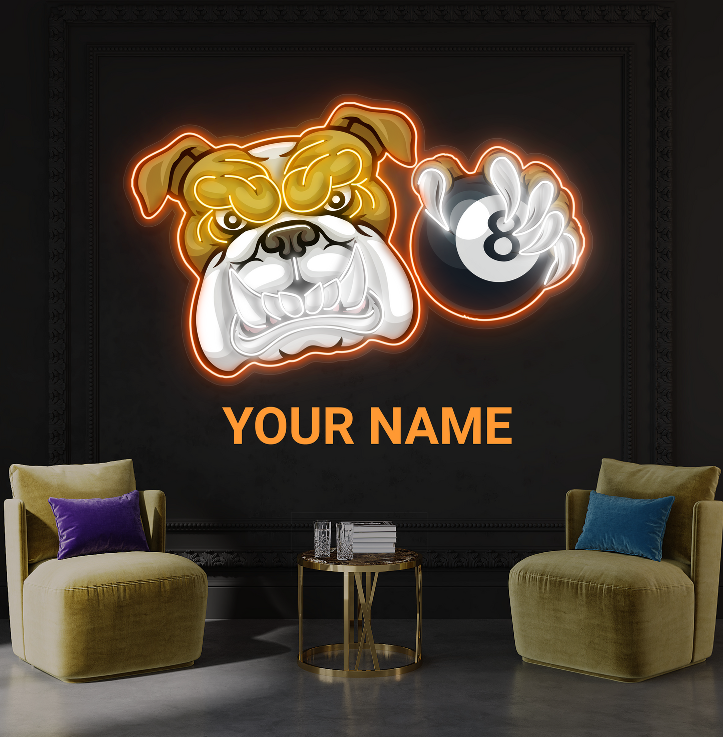 Bulldog 8 Ball Artwork Led Neon Sign