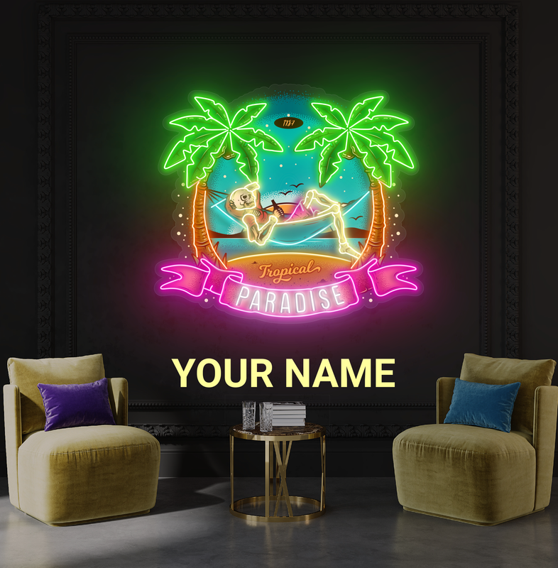 Tropical Paradise Skeleton Artwork Led Neon Sign